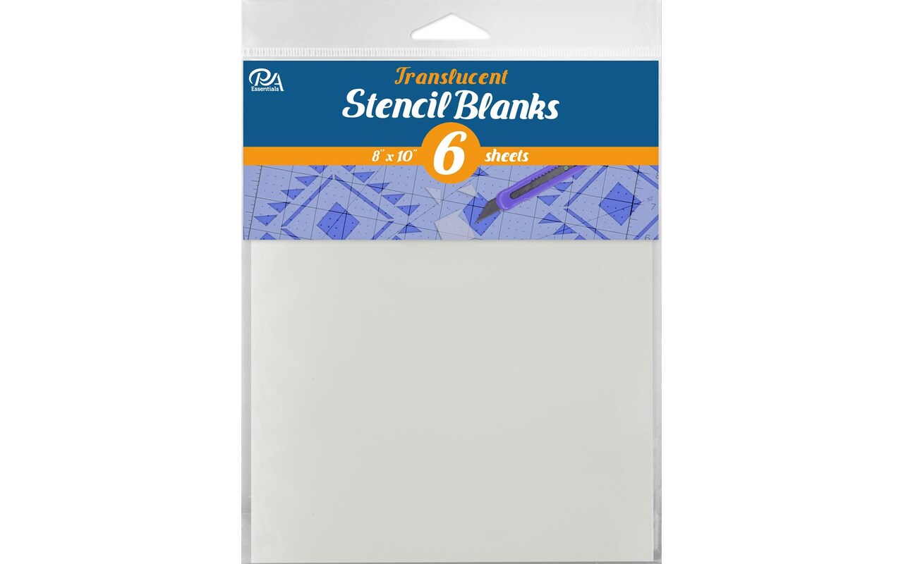 PA Essentials Uncut Blank, Translucent, 6 piece, for Painting on Wood, Canvas, Paper, Fabric, Wall and Tile, Reusable DIY Art and Craft Stencils for Painting, 8"x10" Inches